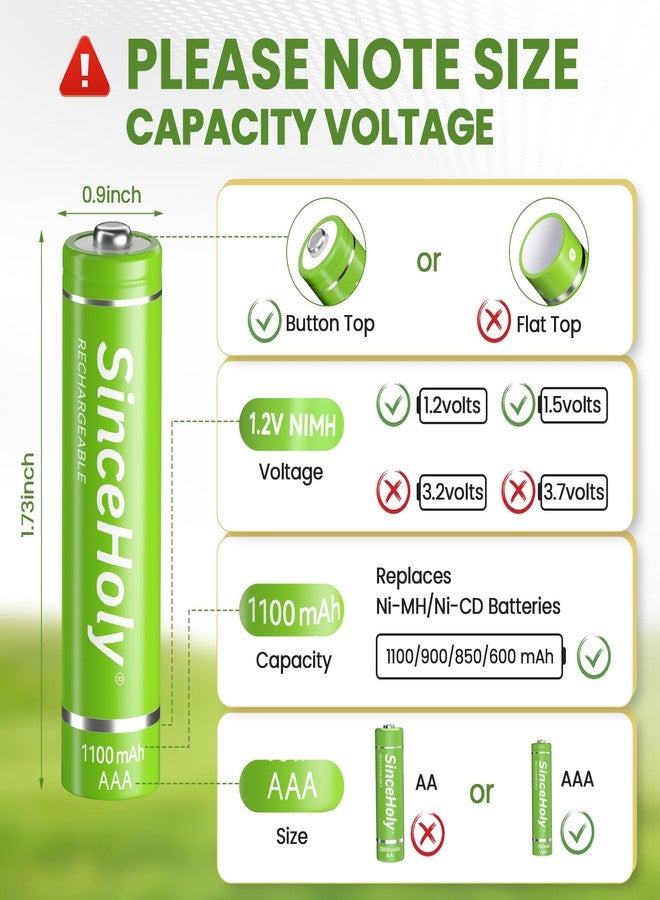 SINCEHOLY 8-Pack 1.2V Rechargeable AAA Batteries, 1100mAh NiMH Precharged Triple A Solar Batteries for Solar Lights and Household Devices, Up to 1200 Cycle - Image 5