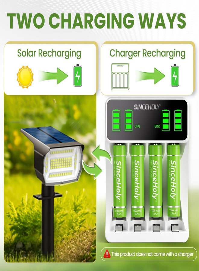 SINCEHOLY 8-Pack 1.2V Rechargeable AAA Batteries, 1100mAh NiMH Precharged Triple A Solar Batteries for Solar Lights and Household Devices, Up to 1200 Cycle - Image 3