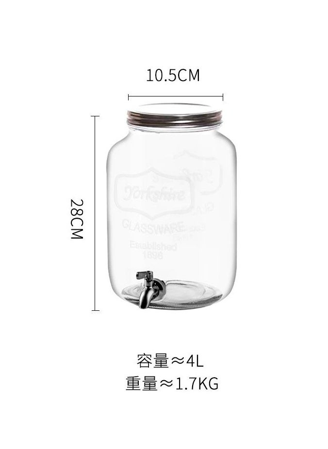 PACIFIC Glass juice dispenser with a capacity of 4 liters, high quality, pure glass, with a stainless lid and a silver faucet for ramadan  - Image 2