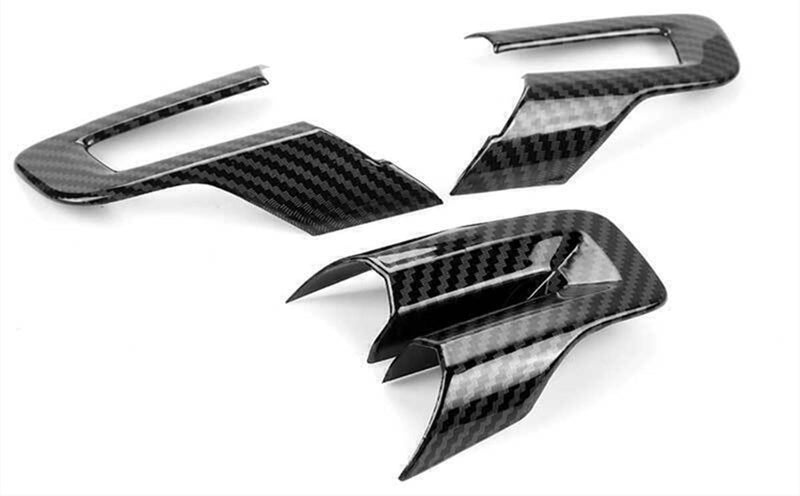 KDFUHRUI Steering Wheel Cover Trim for Ford Mustang Accessories 2015 2016 2017 2018 2019 2020 2021 2022 2023， Car Interior Accessories，Carbon Fiber (Black Carbon Fiber) - Image 3