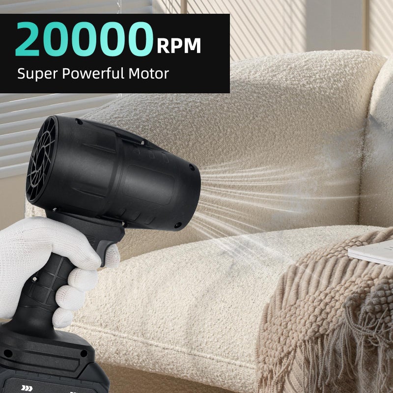 Purcoco Cordless Leaf Blower Handheld Jet Dry Mini Blower Turbo Fan Electric air Duster for car mini Turbo Jet Fan Cleaning Garden by 2 Batteries - Image 5