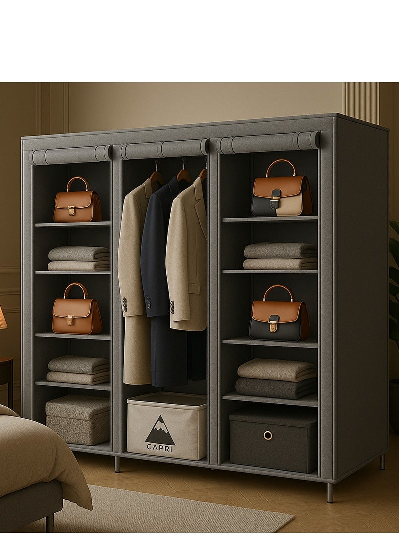 المفرج خزانة ملابس محمولة، خزانة ملابس قماشية غير منسوجة  9 ارفف تخزين، منظم تخزين 150x45x175 سم - Image 2