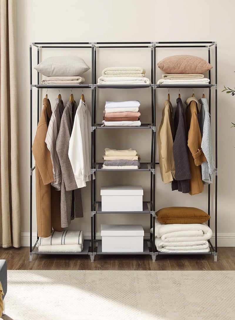 المفرج خزانة ملابس محمولة، خزانة ملابس قماشية غير منسوجة  9 ارفف تخزين، منظم تخزين 150x45x175 سم - Image 4