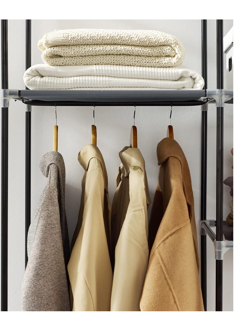 المفرج خزانة ملابس محمولة، خزانة ملابس قماشية غير منسوجة  9 ارفف تخزين، منظم تخزين 150x45x175 سم - Image 3