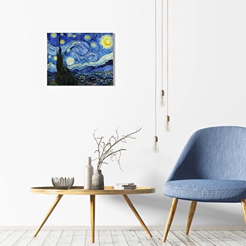 1 KINGO Van Gogh Canvas Wall Art: Starry Night Landscape Painting Picture Reproduction Room Decor - Famous Art Prints Large Modern Artwork Framed Poster Bedroom Home Decoration 16" x 20" - Image 4