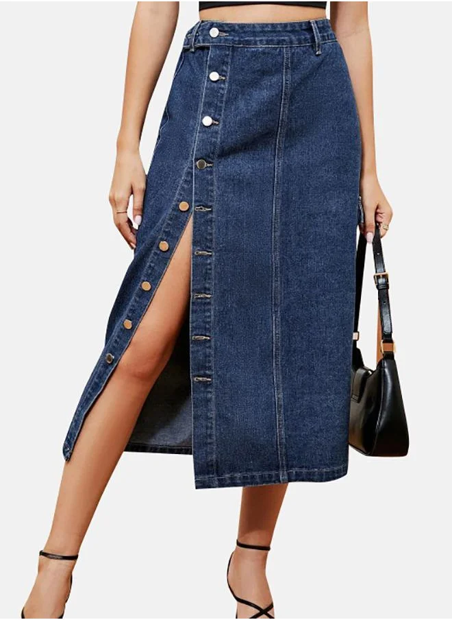 يونيكي Blue Denim Midi Skirts