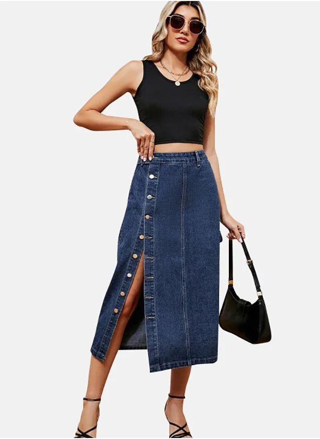 يونيكي Blue Denim Midi Skirts