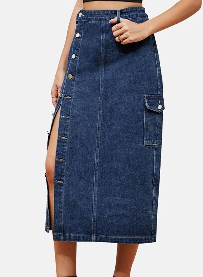YUNIQEE Blue Denim Midi Skirts