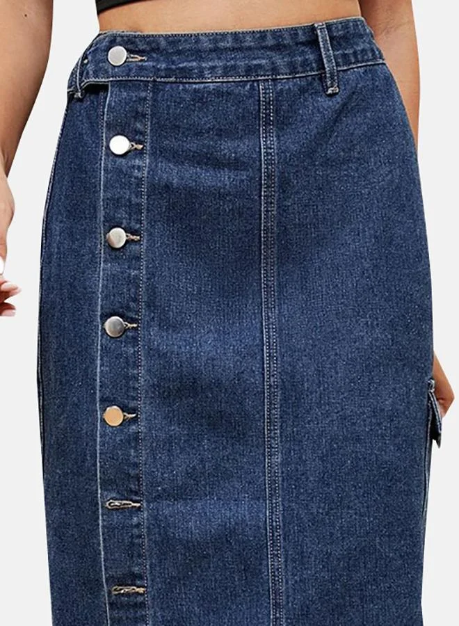 YUNIQEE Blue Denim Midi Skirts
