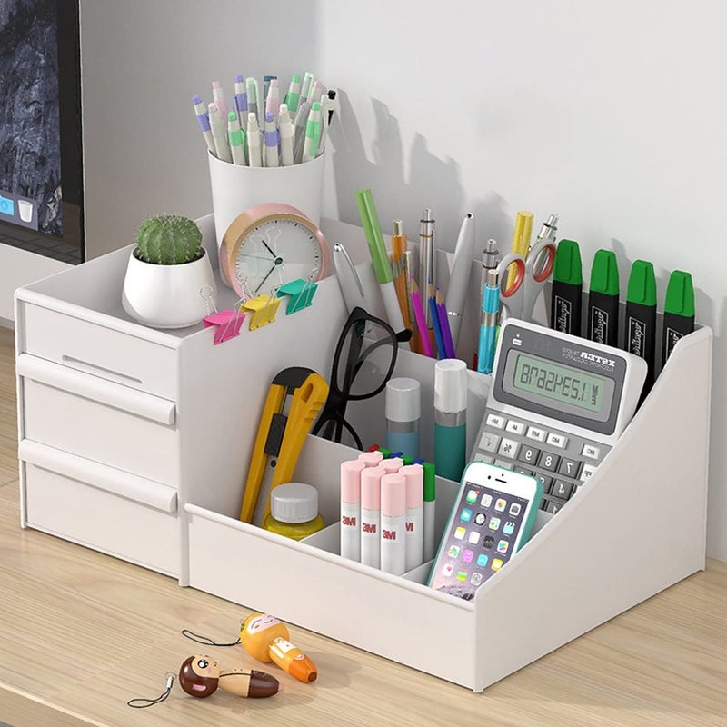 DS ENTERPRISE Cosmetic Organizer Box With Drawers, Vanity brush Holder | Desktop Caddy | First Aid Box | Stationary Box | Makeup Storage | Plastic Case Holder | Dressing Table Ideal For Men Women Home & Office - Image 1