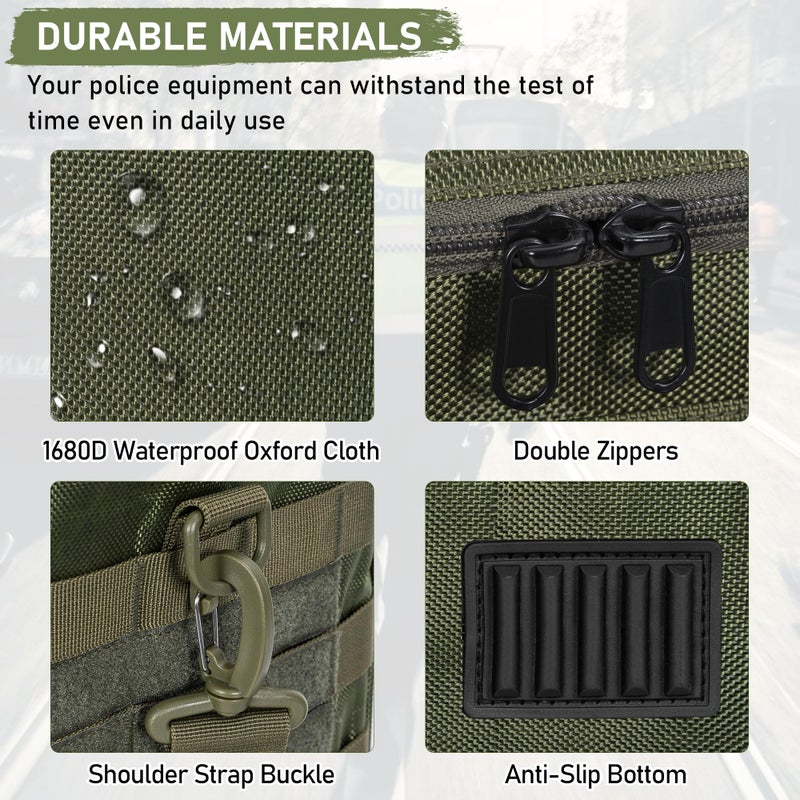 ITHWIU Patrol Bag Law Enforcement, Police Gear Bag Car Front Seat Organizer for Police with Laptop Layer and Cup Holders, MOLLE System, Fits Vehicle Passenger Seat, Army Green - Image 5