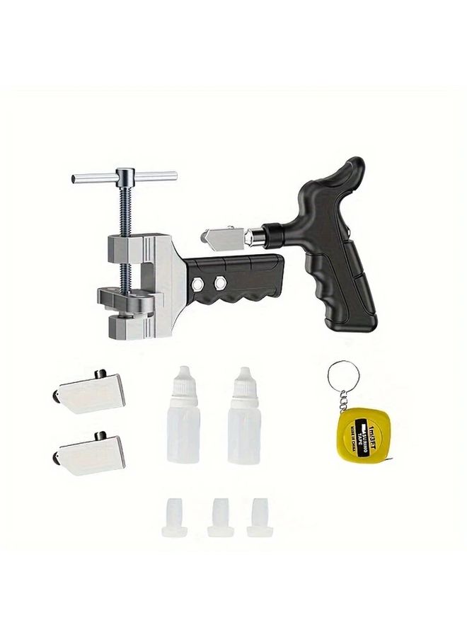 Dark Green 10 Pcs Glass Tile Cutting Tool Kit with 2 in 1 Alloy Opener and Breaker Pliers - Image 1