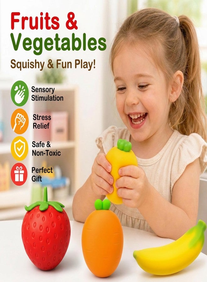 JANESVISSY Strawberry Squishy Toy Set - Also Includes Banana and Carrot, 3 PCS Fruit Squeeze Toys for Anxiety Relief, Soft Decompression Toys for Kids Adults - Image 3
