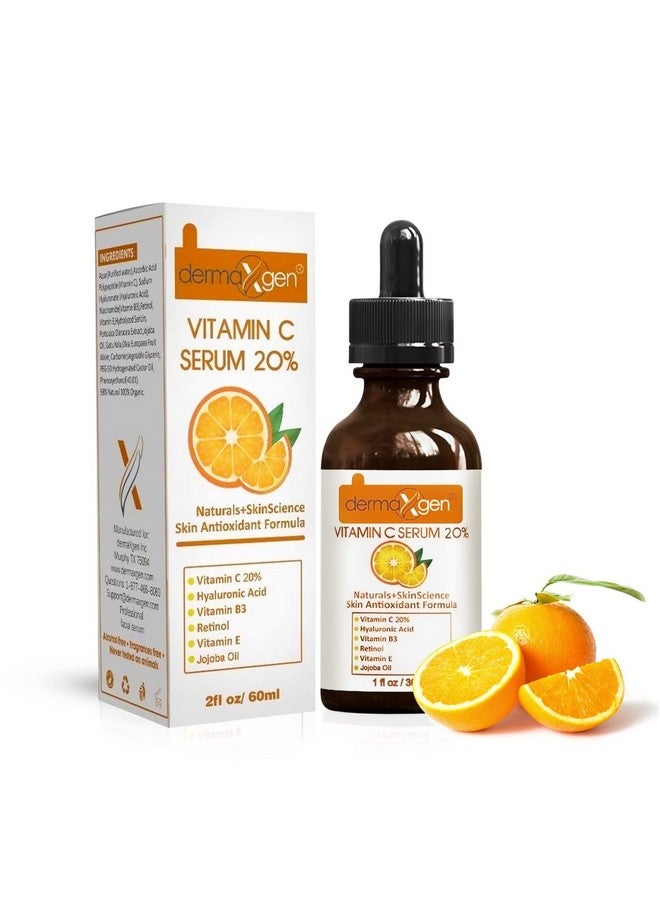 dermaxgen 20% Vitamin C Serum + Hyaluronic Acid + Retinol + Vitamin E + Vitamin B Pure Organic- Boost Skin Collagen, Moisturizer, Anti Aging & Wrinkle Facial Serum - Image 1