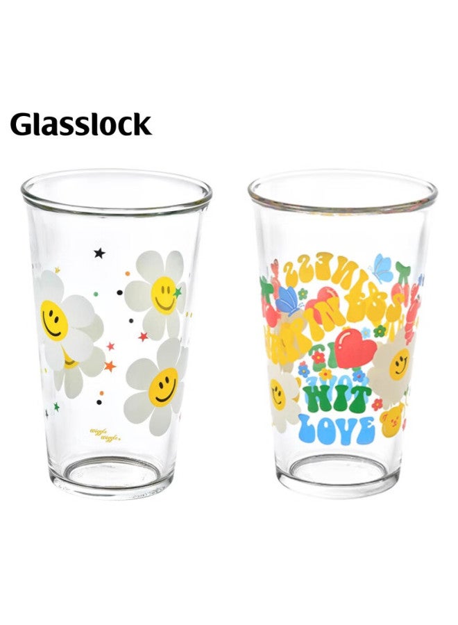 Glasslock & Wigglewiggle Co-branded Glass Cup, Stylish Large Capacity Juice Mug For Women, Summer 500ml - Image 3