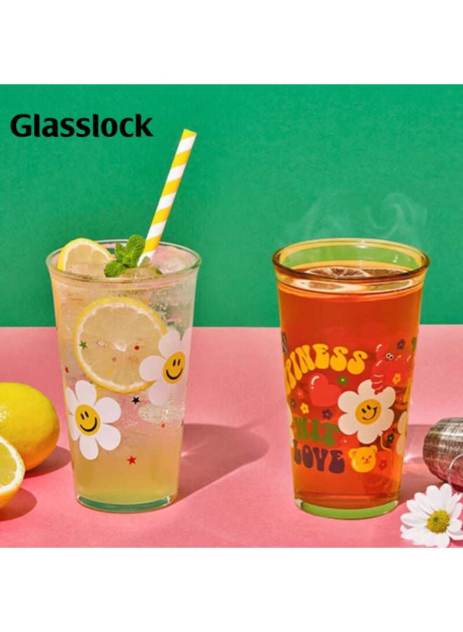 Glasslock & Wigglewiggle Co-branded Glass Cup, Stylish Large Capacity Juice Mug For Women, Summer 500ml - Image 2