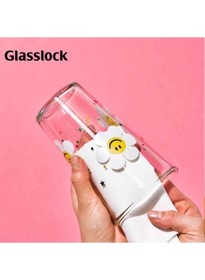 Glasslock & Wigglewiggle Co-branded Glass Cup, Stylish Large Capacity Juice Mug For Women, Summer 500ml - Image 1