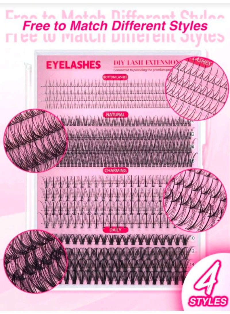 SHEIN-480pcs Individual False Eyelashes, Multiple Styles, Natural Look, 4 Designs Including Lower Lashes, Lightweight & Fluffy, 7D Pointed, 40D Cluster - Image 4