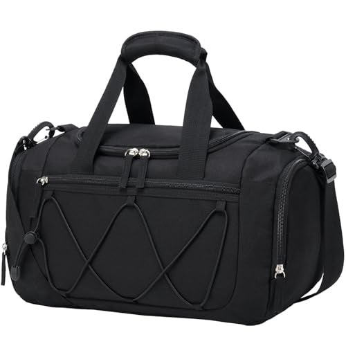 Vorspack Gym Bag for Women - 15 Inches Small Duffle Bag for Travel Lightweight Duffel Bag Personal Item Travel Bag Weekender Bag for Travel Sports Gym - Black - Image 1