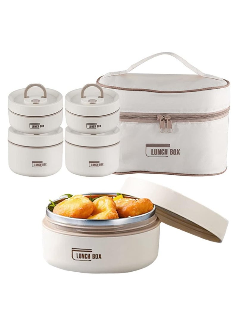 Spaceshoop Thermal Lunch Box Bento Box Set Stackable Insulated Food Containers for Hot Food Stainless Steel Portable Lunch Box Warmer with Bag for Adults Teens Kids - Image 1
