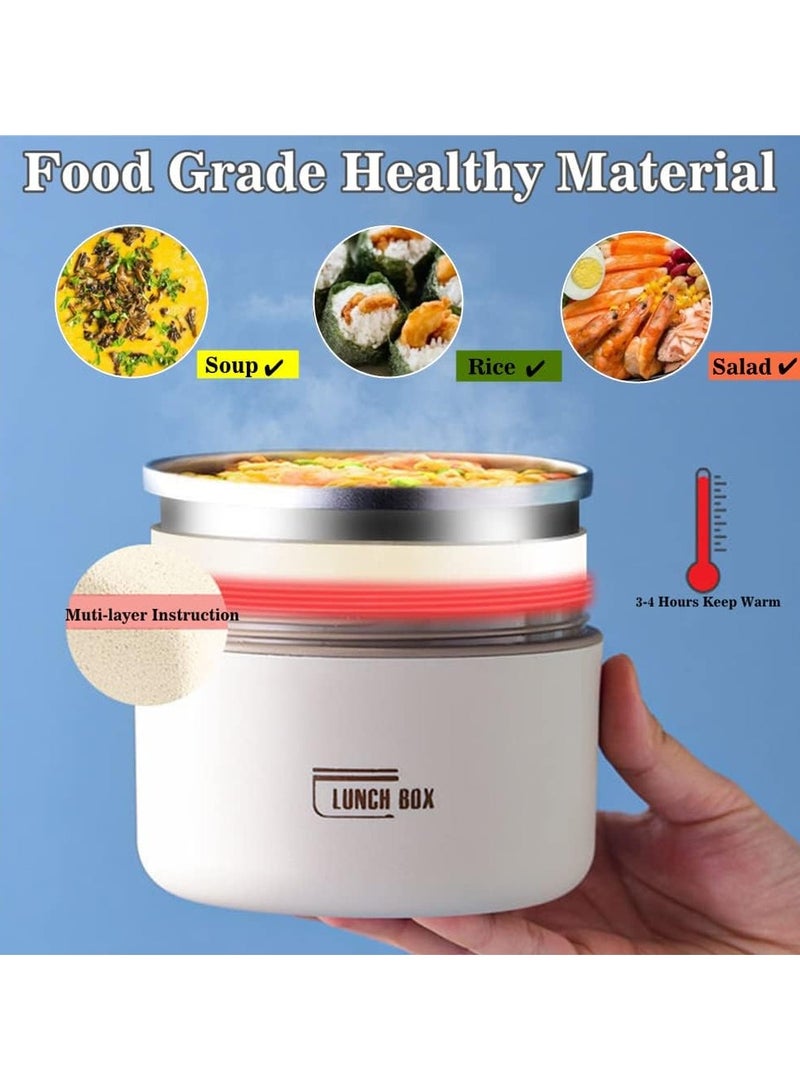 Spaceshoop Thermal Lunch Box Bento Box Set Stackable Insulated Food Containers for Hot Food Stainless Steel Portable Lunch Box Warmer with Bag for Adults Teens Kids - Image 2