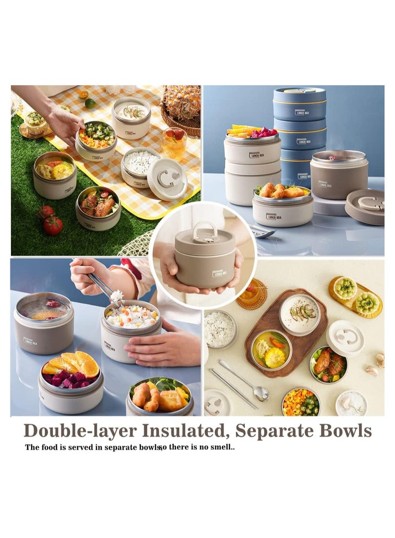 Spaceshoop Thermal Lunch Box Bento Box Set Stackable Insulated Food Containers for Hot Food Stainless Steel Portable Lunch Box Warmer with Bag for Adults Teens Kids - Image 3