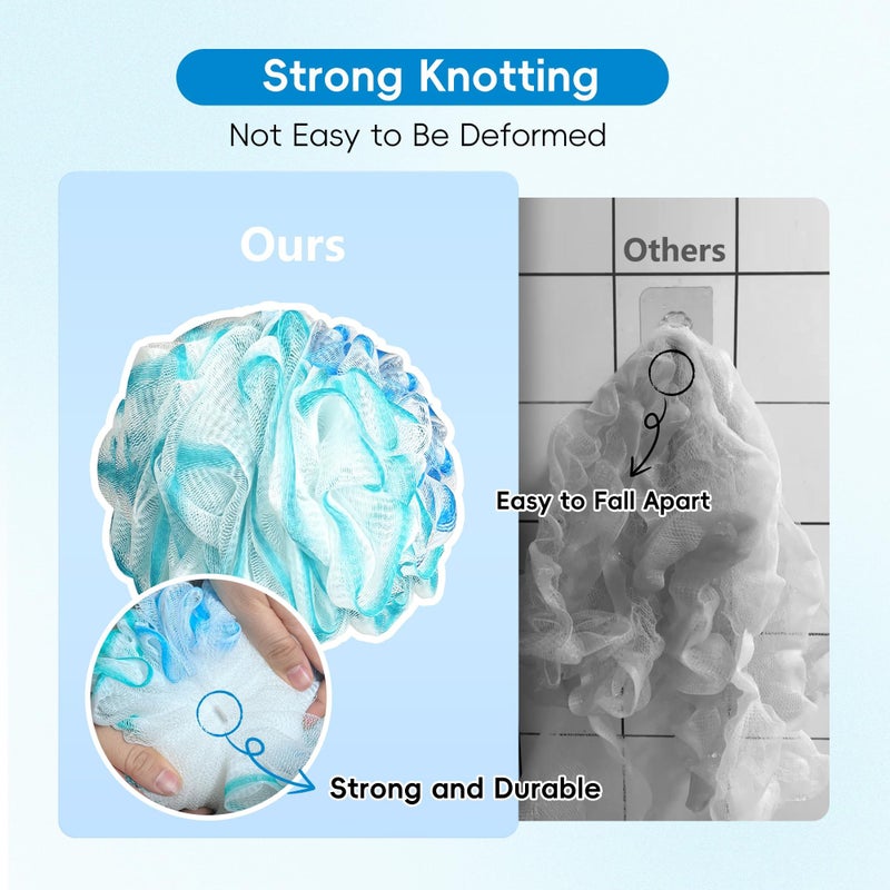 LCZLBath طقم لوفة الحمام LCZL 4 قطع 75 جرام لوفة XL ناعمة إسفنجة استحمام سميكة لكرات الاستحمام - Image 5