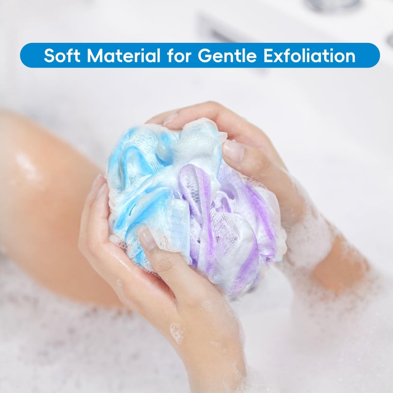 LCZLBath طقم لوفة الحمام LCZL 4 قطع 75 جرام لوفة XL ناعمة إسفنجة استحمام سميكة لكرات الاستحمام - Image 3