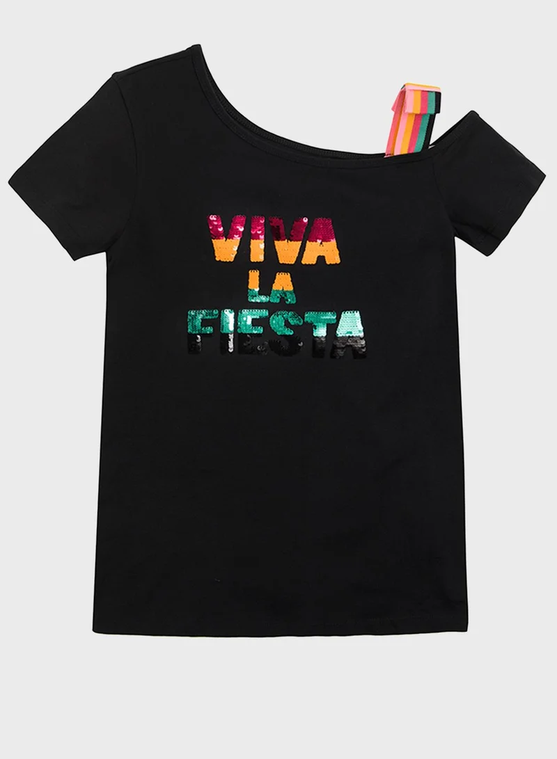 SMYK Youth Sequined Slogan T-Shirt