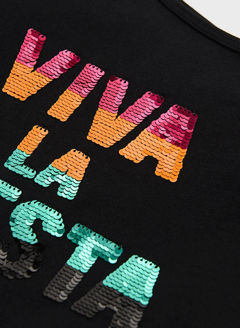 SMYK Youth Sequined Slogan T-Shirt