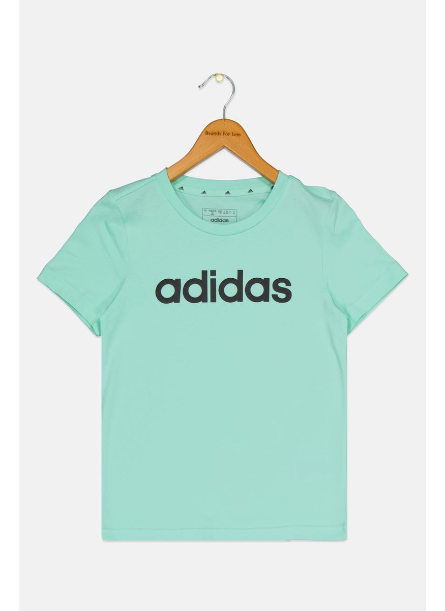Adidas Kids Girl Sportswear Fit Short Sleeve Outdoor Top, Green  - Image 1