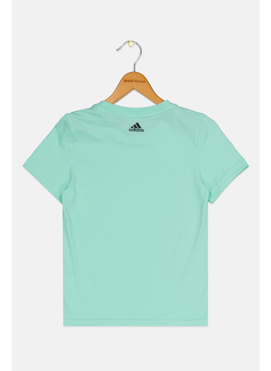 Adidas Kids Girl Sportswear Fit Short Sleeve Outdoor Top, Green  - Image 2