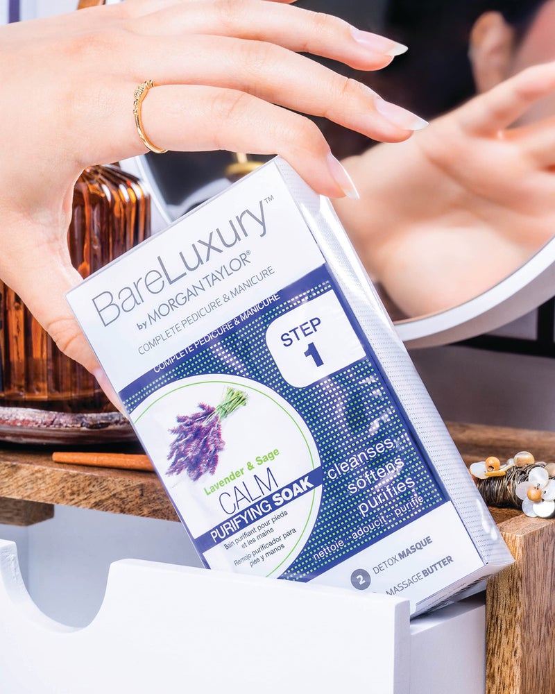 Morgan Taylor BareLuxury 4-Step Complete Pedicure & Manicure Packs (Lavender & Sage) - Complete Nail Care Kit with Soak, Masque, Scrub & Massage Butter, Professional Spa-Quality Treatments. - Image 3