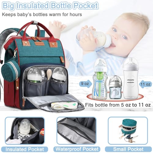 SHITIESHOU Diaper Bag Backpack Baby Bag for Mom Dad with Changing Pad, 19 Pockets, Large Waterproof Travel Baby Girl Boy Toddle Diaper Bag with Insulated Pocket, Baby Shower Gifts, Colorful - Image 2