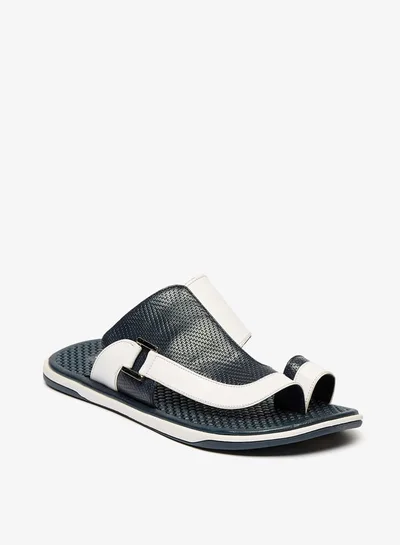 shoexpress Textured Slip-On Arabic Sandals with Toe Loop Detail and Metallic Accent Ramadan Collection
