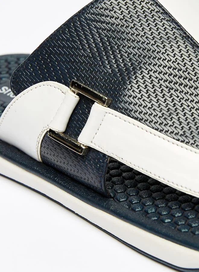 shoexpress Textured Slip-On Arabic Sandals with Toe Loop Detail and Metallic Accent Ramadan Collection