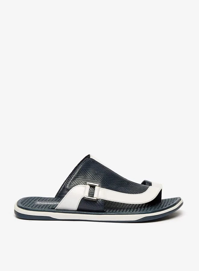 shoexpress Textured Slip-On Arabic Sandals with Toe Loop Detail and Metallic Accent Ramadan Collection