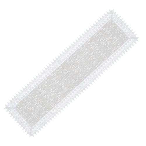 Oriental Weavers OrientalWeavers Table Runner 6 Seater Dining/Centre Table | Floral Cutwork Machine Embroidery Tissue Polyester Linen Table Decoration Runner - 40x180 cm - Beige - Image 4