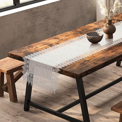 Oriental Weavers OrientalWeavers Table Runner 6 Seater Dining/Centre Table | Floral Cutwork Machine Embroidery Tissue Polyester Linen Table Decoration Runner - 40x180 cm - Beige - Image 2