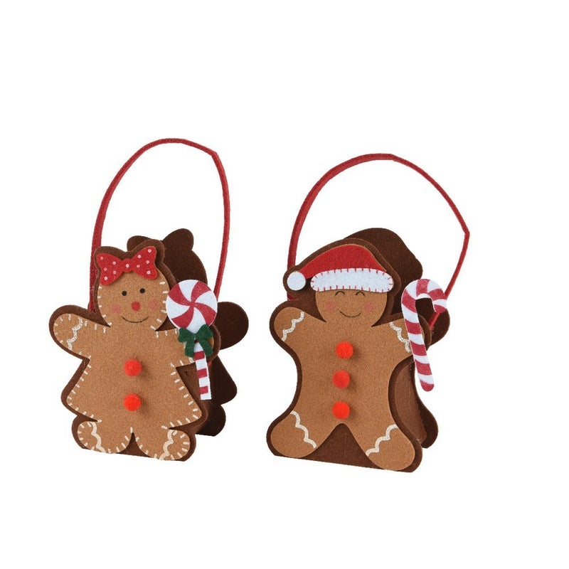 حقيبة خبز الزنجبيل من كامينغك - زينة عيد الميلاد البنية، حقيبة هدايا العيد، ديكور المنزل العيدي، 1 قطعة بتصاميم متنوعة