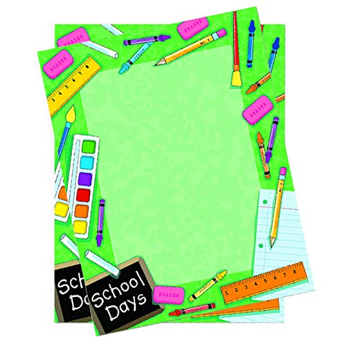 Geographics School Days Themed Archival Blank Multipurpose Letter paper with Illustrated Border, 8.5 x 11" (Pack of 100) - Image 1