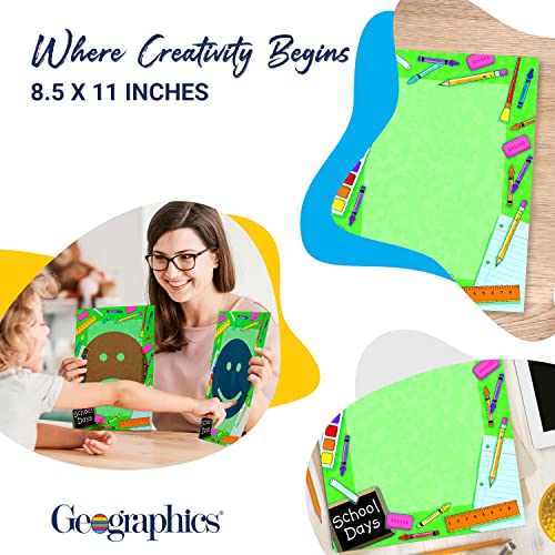 Geographics School Days Themed Archival Blank Multipurpose Letter paper with Illustrated Border, 8.5 x 11" (Pack of 100) - Image 4