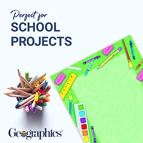 Geographics School Days Themed Archival Blank Multipurpose Letter paper with Illustrated Border, 8.5 x 11" (Pack of 100) - Image 3