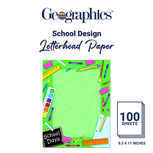 Geographics School Days Themed Archival Blank Multipurpose Letter paper with Illustrated Border, 8.5 x 11" (Pack of 100) - Image 2