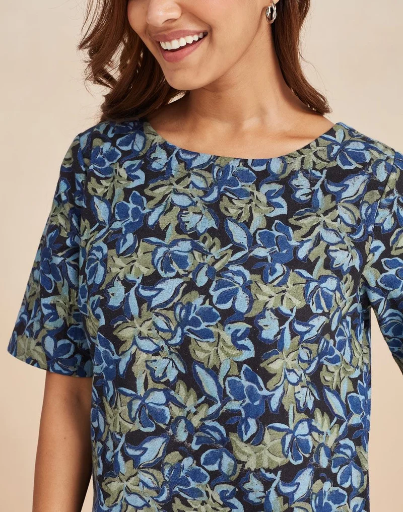 Fabindia  Green Cotton Hand Block Printed Short Dress for Women | Best Price UAE