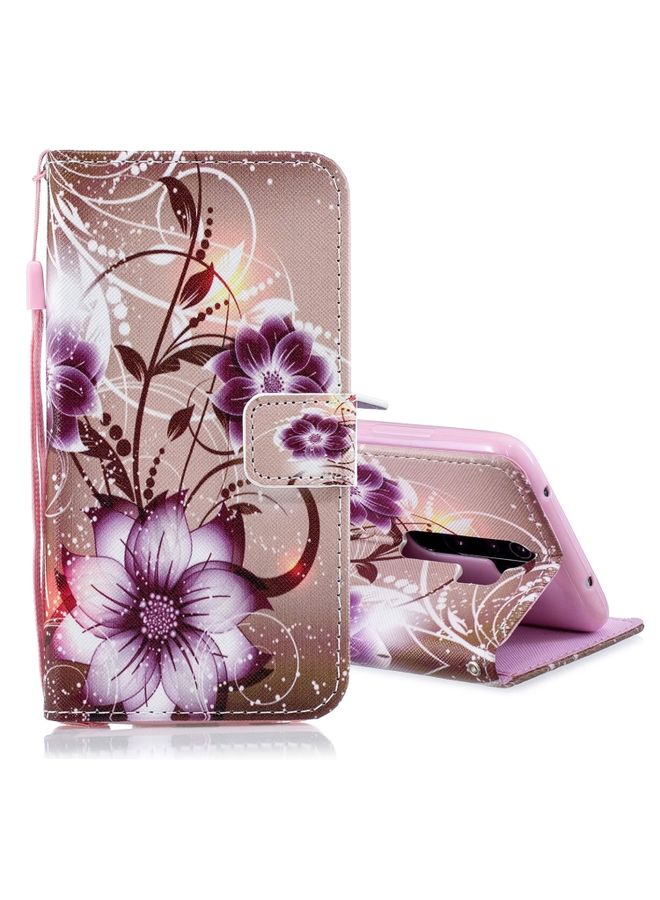 HuHa Case Cover For Redmi Note 8 Pro Colored Drawing Pattern Horizontal Flip PU Leather Case with Holder & Card Slots & Wallet & Lanyard Lotus 