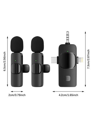 Wireless Lavalier Microphone 3 in 1 for iPhone iPad iPhone 15 USB C Smartphone Computer Camera, Plug and Play Intelligent Noise Reduction Mini Mic for Vlog YouTube TikTok Live Streaming (Dual MIC) - view 4