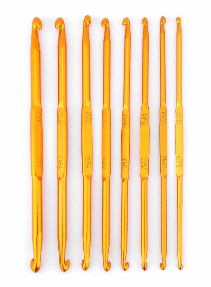 Excefore Crochet Hook Set, 8 Pcs Handle Crochet Hooks Knitting Needle Set, Golden Alumina Double End Crochet Crocheting and Knitting Set Weave Craft DIY Sewing Accessory - Image 1