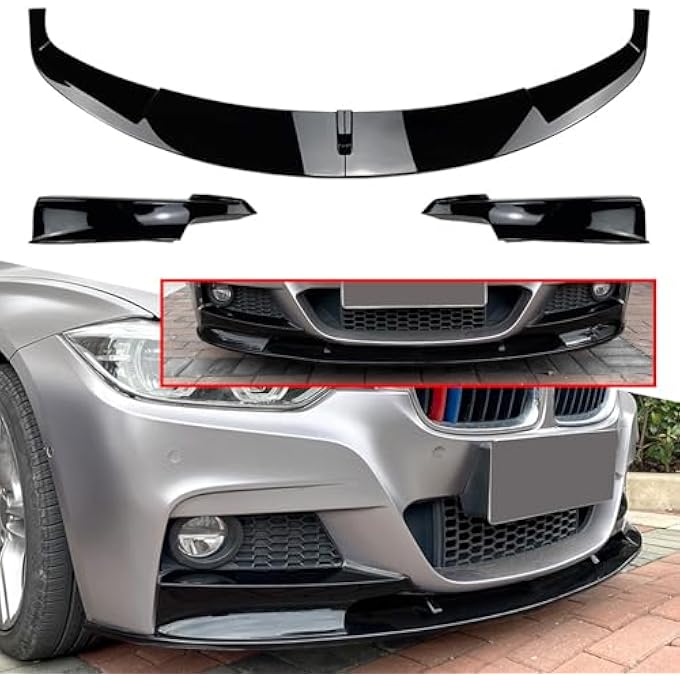 FINMOKAL Black Front Bumper Lip Splitter Spoiler Body Kit Compatible with BMW 3 Series 320i F30 F31 M-Tech 2013 2014 2015-2022 - Image 2