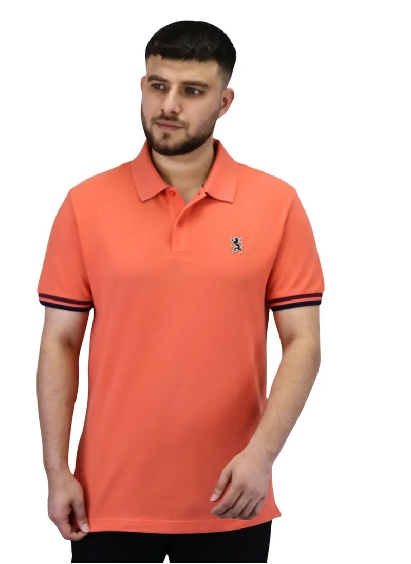 GIORDANO Men's Performance Slim Fit Lion Embroidery Solid Polo